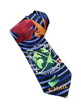 VINTAGE Steven Harris Information Revolution Tech Tie | 90s Geek E-Mail EUC